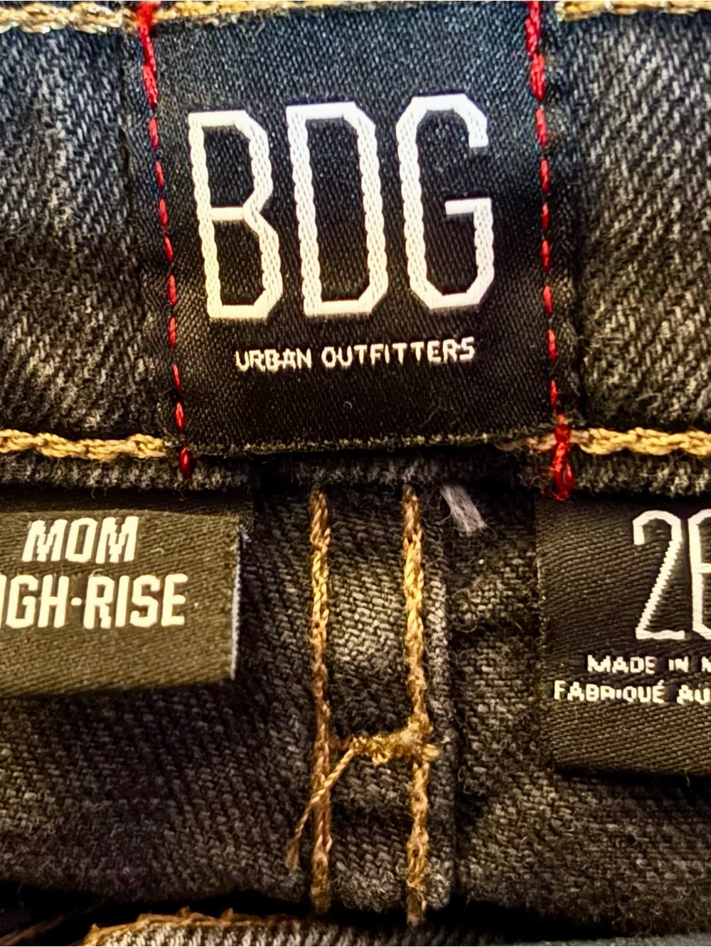 BDG Black Denim Mom High-Rise Jeans with Contrast Stitching